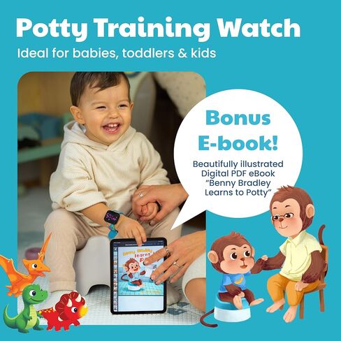 Potty Training Watch for Kids V2 – A Water Resistant Potty Reminder Device for Boys & Girls to Train Your Toddler with Fun/Musical & Vibration Interval Reminder with Potty Training eBook (Trains) in Kuwait