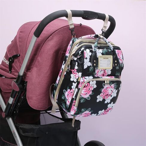 GurZinn Diaper Bag Backpack with Changing Station, Foldable for Bady Toddler, 3 in 1 Large Capacity Newborn Essentials Organizer with Stroller Hook for Girls and Boys（Pink） in Saudi Arabia