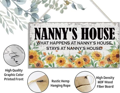 Vintage Ya Ya's House What Happens at Ya Ya's House, Stays at Ya Ya's House Wood Decor Sign, Hanging Printed Wooden Plaque Decor, Rustic Home Decor Sign, Ya Ya Decor, Gift for Grandma 12x6 in in Saudi Arabia