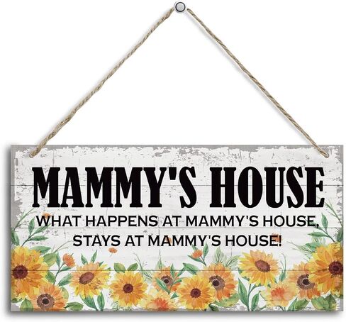 Vintage Ya Ya's House What Happens at Ya Ya's House, Stays at Ya Ya's House Wood Decor Sign, Hanging Printed Wooden Plaque Decor, Rustic Home Decor Sign, Ya Ya Decor, Gift for Grandma 12x6 in in Saudi Arabia