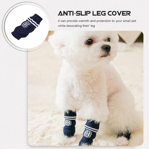 POPETPOP Dog Leg Warmers - 4pcs Knitted Pet Leg Warmers Pet Dog Elbow Protector Dog Leg Cover Dog Leg Sleeve Leg Support Protectors Leg Warmers for Dogs Cats in Kuwait