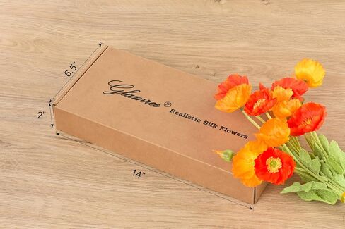 Glamrce Artificial Poppy Flowers, Realistic Poppy, Red and Orange Fake Poppy Flowers, Silk Flowers 5 pcs for Home Decoration, Party Decoration, Wedding Decoration, RDOR5 in Kuwait