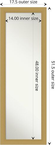 Amanti Art Door Wall Mirror, Full Length Mirror (53.75 x 19.75 in.), Parlor Gold Full Body Mirror and On The Door Mirror Full Length Mirror for Bedroom or Living Room Decor, frameColors Mirror, in Kuwait