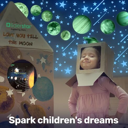 Glow in The Dark Stars and Planets, Bright Solar System Wall Stickers with Astronaut - Ceiling Decals for Kids Bedroom Any Room,Shining Space Decoration, Birthday Christmas Gift for Boys and Girls in Saudi Arabia