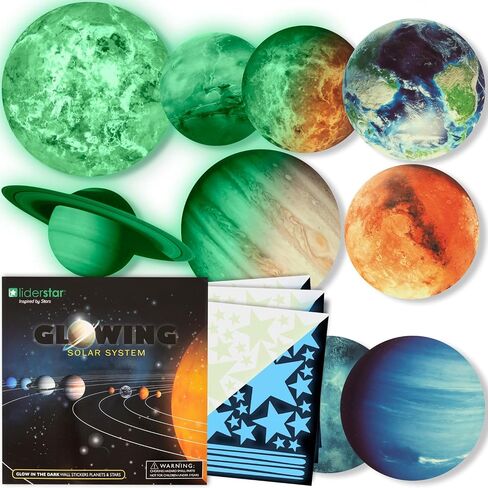 Glow in The Dark Stars and Planets, Bright Solar System Wall Stickers with Astronaut - Ceiling Decals for Kids Bedroom Any Room,Shining Space Decoration, Birthday Christmas Gift for Boys and Girls in Saudi Arabia