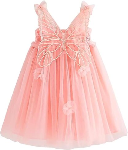 Baby Girls Tulle Tutu Dress Butterfly Flower Print Back Sundress Size 6M-5T in Saudi Arabia
