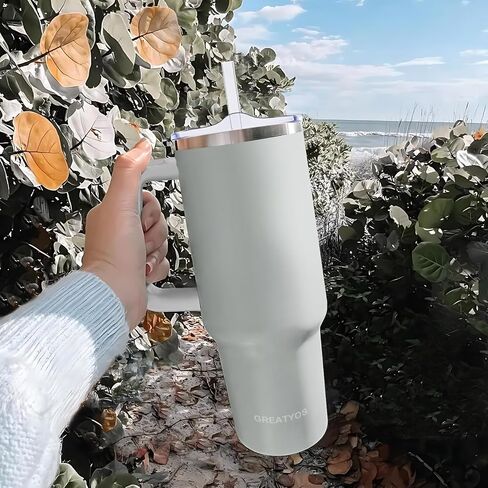 كوب 40 أونصة مع مقبض وغطاء من القش، أكواب معزولة مع أغطية، شفاطات مزدوجة الجدار من الفولاذ المقاوم للصدأ، كوب سفر بسعة 40 أونصة، هدايا للرجال والنساء (الفهد الأسود) in Saudi Arabia