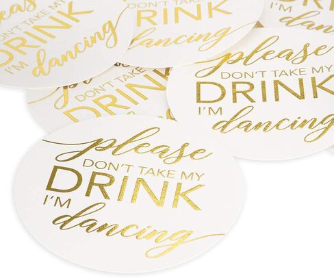 Andaz Press Please Don't Take My Drink، أنا أرقص الزفاف السائبة 100 حزمة، 4 بوصة مستديرة الأبيض والأسود الحروف كوكتيل الوقايات، احفظ أغطية مشروبات الزفاف الخاصة بي in Saudi Arabia