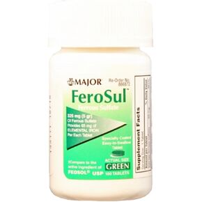 Ferrous Sulfate FC 325mg (5GR) Generic for Feosol Red Tablets 100 Tablets per Bottle 2 PACK Total 200 tablets