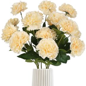5PCS Blue Carnations Artificial Flowers 15 Heads Long Stem Silk Carnation Flowers Blue Fake Flowers for Weddings, Home Decor, DIY Crafts,Table Centerpieces Bridal Shower Decor(Blue)