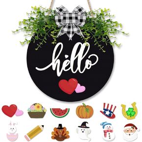 Black Christmas Wreaths for Front Door, Zingoetrie Ghost Door Sign Hey Boo Fall Porch Indoor Outdoor Home Party Wall Decor Housewarming Birthday Gift