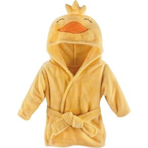 Hudson Baby Unisex Baby Plush Animal Face Bathrobe, Red Rose, 0-9 Months