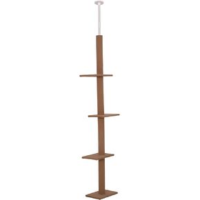 PawHut Floor-to-Ceiling Cat Tree Cat Climbing Tower with Sisal-Covered Scratching Posts Natural Cat Tree Activity Center for Kittens Cat Tower Furniture, Light Brown