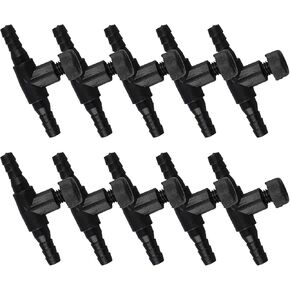 DFsucces Aquarium Control Valves,10 Pack T Shaped Control Valve,Single Way Plastic Air Flow Control Regulator,for Fish Tank Pump 4mm ID Tubing