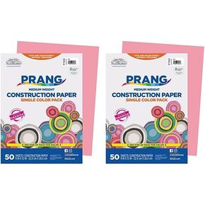 Prang (Formerly SunWorks) Construction Paper, Pink, 9" x 12", 50 Sheets (Pack of 2)