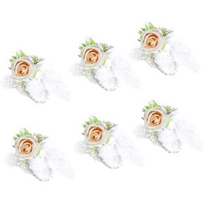 GAKA Set of 6 Champagne Rose Boutonnieres for Men Groom Groomsmen Artificial Flowers Boutonnieres for Wedding Prom