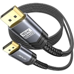 JSAUX Displayport Cable 2.1/2.0 10FT, DP 2.1 Cable Support 16K@60Hz, 8K@120Hz, 4K@240Hz 80Gbps, Backward Compatible with DP1.4/DP1.2, Displayport 2.1 Cable Compatible with Monitor, Laptop, Graphics