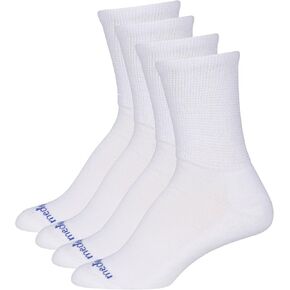 Medipeds Womens Diabetic Extra Wide Crew Socks With Coolmax, 4 Pack