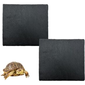 Reptile Basking Platform 2Pcs Tortoise Rock Plate Slate Feeding Platform Food Dish Bowl Turtle Bathing Rock Rest Terrace for Chameleon Lizard Bearded Dragon Gecko Snake Frog Newt (9.8''/25CM)
