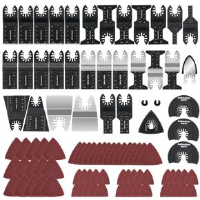 96Pack Oscillating Tool Blades, Oscillating Saw Blades Multitool Kit for Wood Metal Plastics Cutting, Quick Release Oscillating Multi Tool Blades Kits for Dewalt, Makita, Rockwell, Ryobi