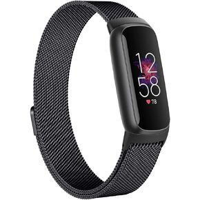 Metal Loop Bands Compatible with Fitbit Luxe,Stainless Steel Metal Mesh Lock Wristband Replacement for Fitbit Luxe Fitness Tracker Women Men
