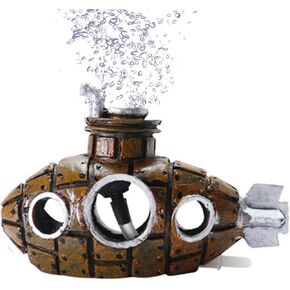 Aquarium Air Bubbler Decoration, Realistic Submarine Ornament for Aquarium Fish Tank (Submarine-Brown)