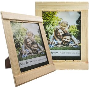 5X7 Picture Frame Set of 2, Wood Grain Photo Frame with HD Glass, Natural Farmhouse Rustic Solid Wooden Picture Frames for Gallery Wall Mounting and Desktop Display