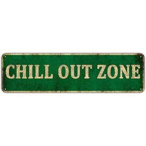 KIOZIY Tin Sign Stress Free Zone Rustic Lake Beach House Cottage Cabin Metal Signs 4" x 16"