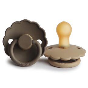 FRIGG Daisy Natural Rubber Baby Pacifier | Made in Denmark | BPA-Free (Jet Black/Cream, 6-18 Months) 2-Pack
