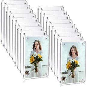 12 Pcs Acrylic Refrigerator Magnet Picture Frame 2 x 3 Small Fridge Picture Holder Clear Photo Frame Display Compatible with Fujifilm Instax Film Photos, 2.36 x 3.54 Inches (12)