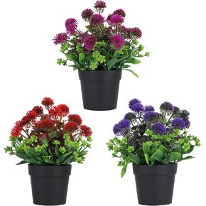 MISRTANY 4 Packs Artificial Potted Lily Flowers Small Potted Fake Plants Mini Artificial Small Lily Flowers for Home Indoor Bathroom Kitchen Shelf Office Decor