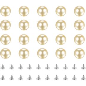 uxcell Pearl Rivet Studs Kit, 10mm Pearl Rivets without Hole Faux Pearls Rivets Buttons for DIY Vase Fillers Wedding Party Home Decoration, Black Gray 50 Set