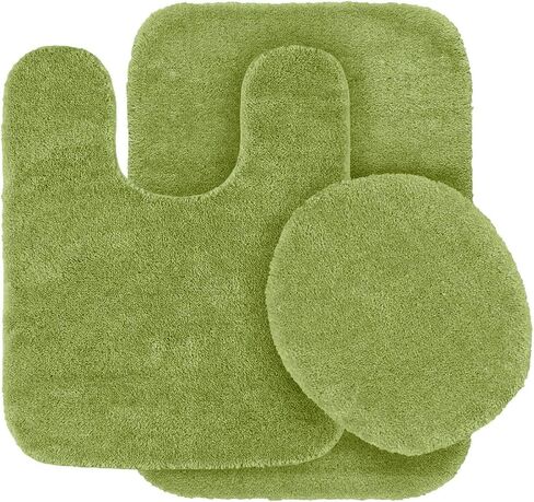 Mk Home LLC 3pc Angela Non Slip Soft Bath Set Rugs for Bathroom Bath Rug, Contour Mat, Toilet Seat Cover New (Light Blue) in Saudi Arabia