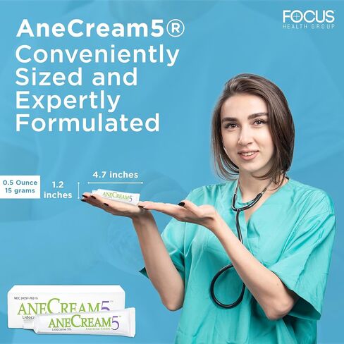 AneCream5-5% Lidocaine Numbing Cream Maximum OTC Strength, Medical Grade, Topical Anesthetic Pain Numbing Cream 15-Gram Tube, Local and Anorectal Uses, Hemorrhoid Treatment in Saudi Arabia