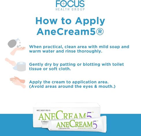 AneCream5-5% Lidocaine Numbing Cream Maximum OTC Strength, Medical Grade, Topical Anesthetic Pain Numbing Cream 15-Gram Tube, Local and Anorectal Uses, Hemorrhoid Treatment in Saudi Arabia