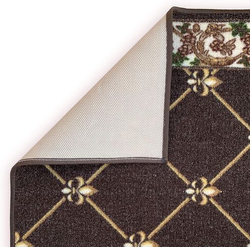 Custom Size Fleur De Lis French Design Blue Color Rubber Backed Non-Slip Hallway Stair Runner Rug Carpet 31 Inch Wide by Your Length 31in x 5ft in Saudi Arabia