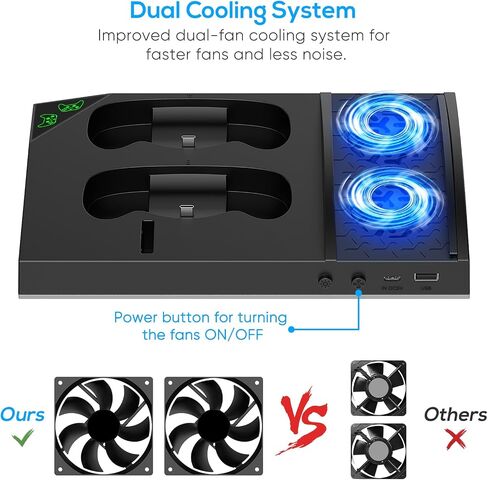 Upgraded RGB Cooling Fan Charging Station for Xbox Series S Console & Controller,Dual Charger Dock and Cooler System Stand with 15 Colorful Light Modes Accessories with 2*1400mAH Rechargeable Battery in Saudi Arabia