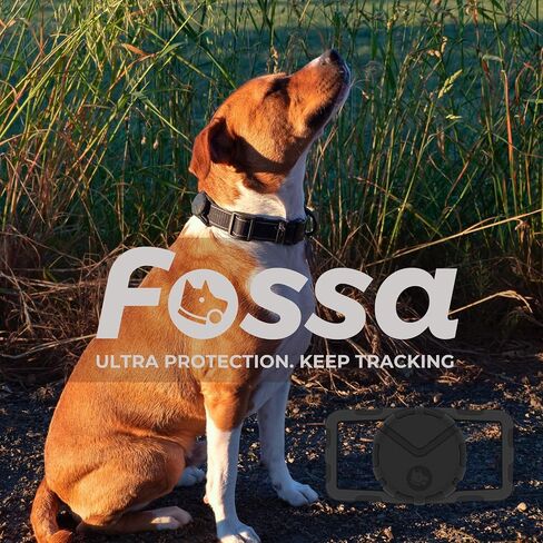 FOSSA مقاوم للماء Airtag حامل طوق الكلب 2 حزمة | حافظة بطاقات هوائية سميكة للغاية تناسب الياقة من 0.8 بوصة إلى 2 بوصة | حاملات بطاقات أبل الهوائية للكلاب والقطط الكبيرة in Kuwait