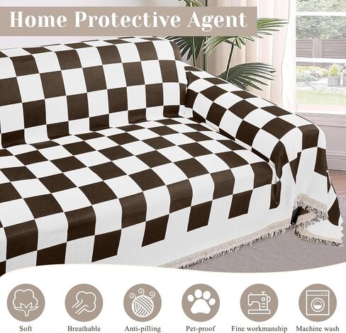 ALIECOM Boho غطاء أريكة بطانية أغطية أريكة لـ 3 وسائد أريكة من الشنيل أغطية أريكة ناعمة مع شرابة أغطية أريكة مقسمة للحيوانات الأليفة والكلاب حامي أثاث قابل للغسل (رمادي فاتح، 91 × 142 بوصة) in Saudi Arabia