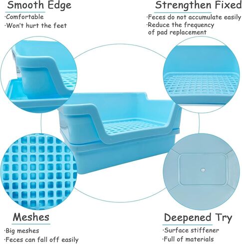 صندوق فضلات أرنب كبير من PINVNBY، صندوق مرحاض بزاوية عميقة على شكل أرنب، مدرب على نونية الحيوانات الصغيرة بطابقين مع خطافات للكبار، خنزير غينيا شينشيلا فيريت سنجاب (وردي) in Kuwait