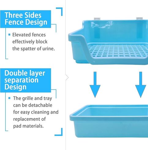 صندوق فضلات أرنب كبير من PINVNBY، صندوق مرحاض بزاوية عميقة على شكل أرنب، مدرب على نونية الحيوانات الصغيرة بطابقين مع خطافات للكبار، خنزير غينيا شينشيلا فيريت سنجاب (وردي) in Kuwait