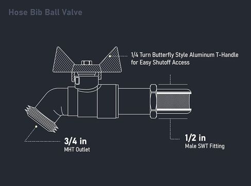 Midline Valve Extended Street Hose Bib Boiler Drain, 3/4’’ SWT/Press, Brass (5 Pack) in Saudi Arabia