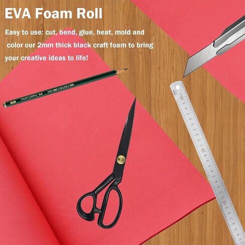 EVA Foam Roll | High Density 85kg/m3 | 2mm Thick | 48"x14" | Ideal for Cosplay, Crafts, DIY Projects (Black 1pcs) in Kuwait
