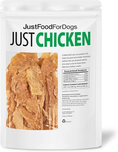 Just Food for Dogs Single Ingredient Healthy Dog Treats and Dog Snacks, Jerky Treats, Human Grade, Preservative and Grain Free, Rawhide Free Chews, Low Calorie Treat - Chicken Breast, 5 oz in Saudi Arabia