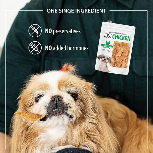 Just Food for Dogs Single Ingredient Healthy Dog Treats and Dog Snacks, Jerky Treats, Human Grade, Preservative and Grain Free, Rawhide Free Chews, Low Calorie Treat - Chicken Breast, 5 oz in Saudi Arabia