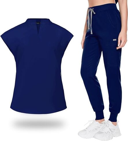 PARRA & CARRUYO - Uniforms for women, with a t-shirt with cap sleeves, elegant mandarin collar and sports pants with jogger in Saudi Arabia