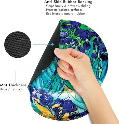 لوحة ماوس Van Gogh Almond Blossom مع حواف مخيطة. تصميم فني كلاسيكي ملون. قاعدة غير قابلة للانزلاق. قماش تنظيف من الألياف الدقيقة لنظارات العين والإلكترونيات. لوحة ماوس رائعة للكمبيوتر المحمول والسفر in Kuwait