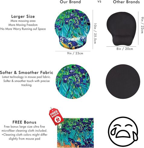 لوحة ماوس Van Gogh Almond Blossom مع حواف مخيطة. تصميم فني كلاسيكي ملون. قاعدة غير قابلة للانزلاق. قماش تنظيف من الألياف الدقيقة لنظارات العين والإلكترونيات. لوحة ماوس رائعة للكمبيوتر المحمول والسفر in Kuwait
