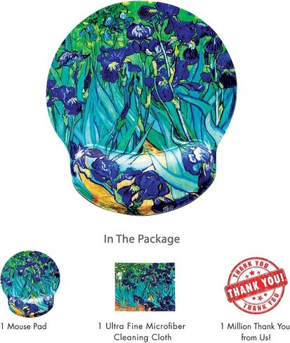 لوحة ماوس Van Gogh Almond Blossom مع حواف مخيطة. تصميم فني كلاسيكي ملون. قاعدة غير قابلة للانزلاق. قماش تنظيف من الألياف الدقيقة لنظارات العين والإلكترونيات. لوحة ماوس رائعة للكمبيوتر المحمول والسفر in Kuwait