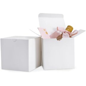 صندوق هدايا ورقي أبيض مقاس 8 × 8 × 4 بوصات من VATIN، 12 عبوة من علب الهدايا مع أغطية لصناديق الهدايا، مثالية لهدايا وصيفات العروس، وعيد الميلاد، وحفلات الزفاف، وحفلات أعياد الميلاد in Kuwait